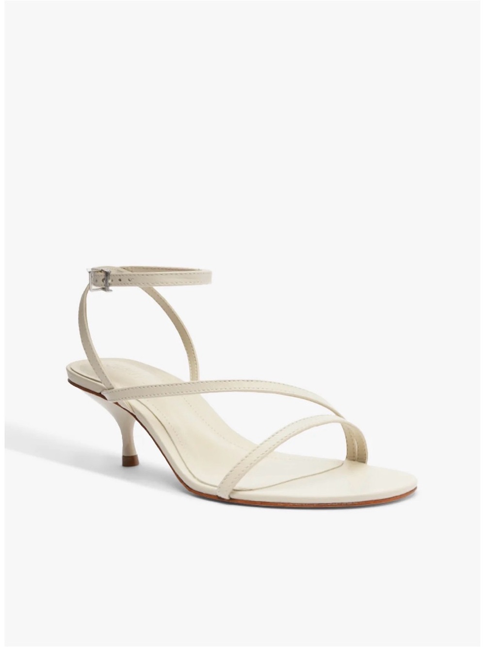 SCHUTZ Ivory Helene Ankle‑Buckle Kitten Heel Sandal
